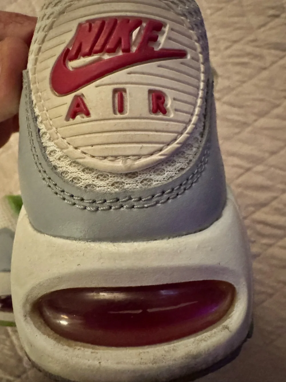 Nike Womens Sneakers with Pink Swoosh and Green Lining